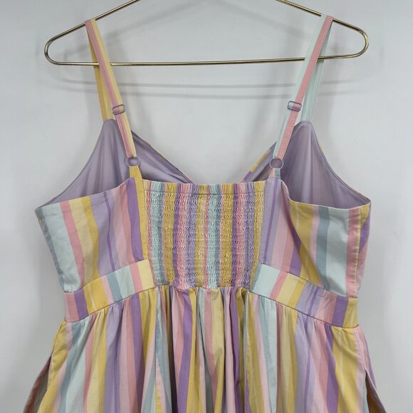 Torrid Plus Pastel Stripe Tie Front Sundress Knee Length Size 1X - Picture 6 of 11